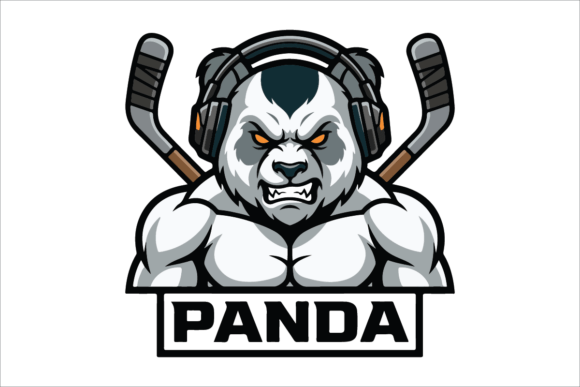 Angry Panda Hockey Mascot Logo for Local Business Branding