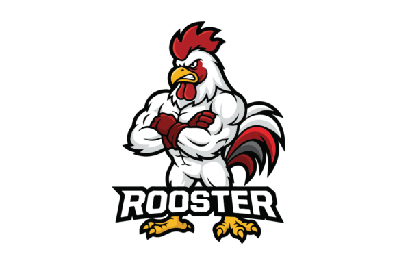 Angry White Rooster Mascot Logo Design for Crafts and Logos