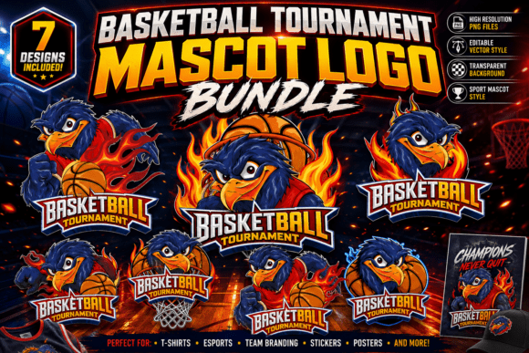 Basketball Mascot Esports Logo Collection Graphics