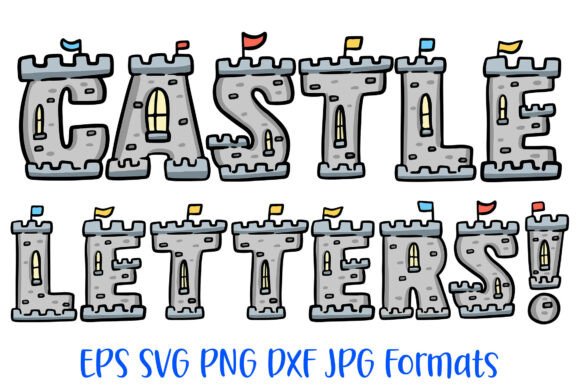Castle Letters Font Doodle Lettering PNG for Graphics and Illustrations