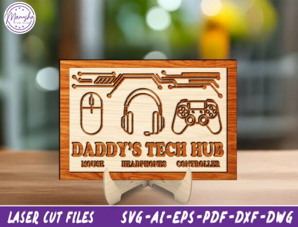 Dad Gaming Tech Sign Laser Cut File for Father’s Day