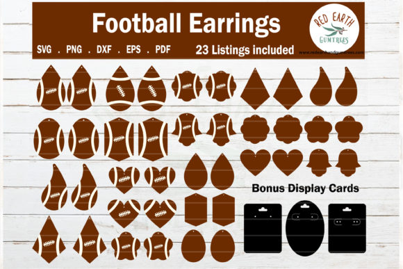 Football Faux Earrings Template for Graphics and Crafts