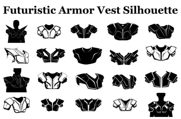 Futuristic Armor Vest Silhouette Bundle: Bold Graphics for Modern Branding