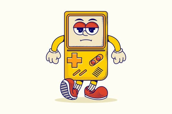 Game Console Cartoon Mascot Design for Crafting and Graphics