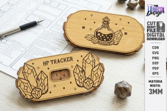 HP Tracker Laser Cut Tabletop RPG SVG for Board Games