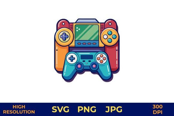 Retro Game Console with Bright Graphics