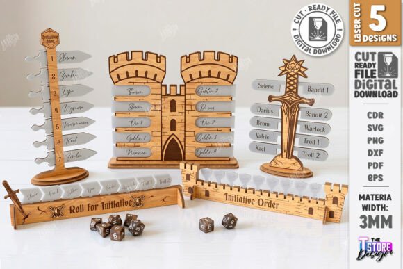 RPG Initiative Trackers Laser Cut Bundle for Board Games