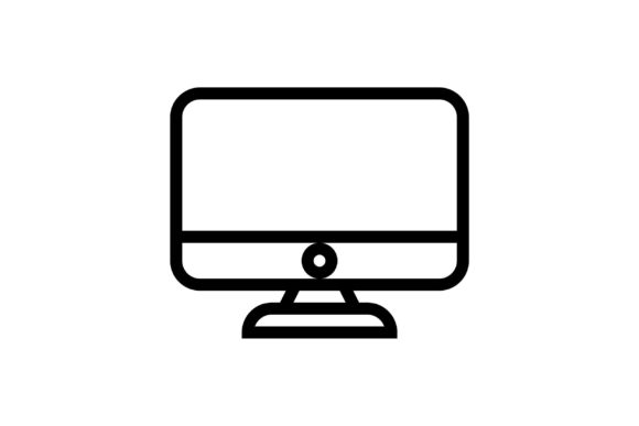 Screen Display Black and White Icon for Crafting and Graphics