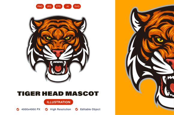 Tiger Head Mascot Graphics for Bold Branding