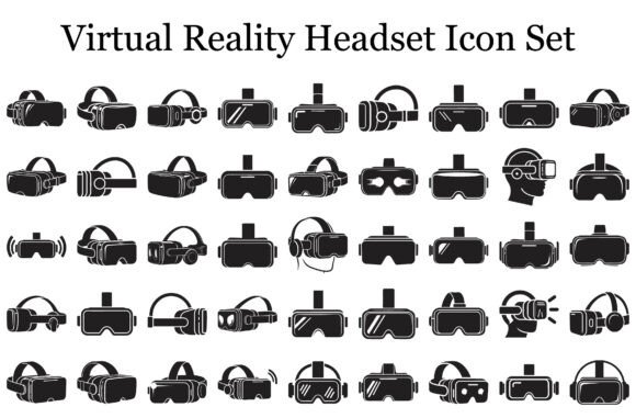 Virtual Reality Headset Icon Set for Graphics and Icons