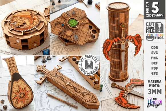 Wooden Dice Box Laser Cut Bundle for Board Games