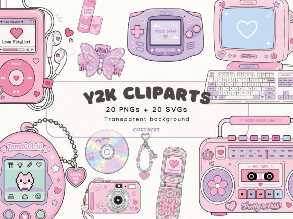 Y2K Teen Girl Cliparts for Local Business Branding
